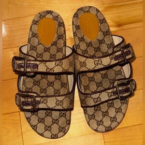 Gucci Slide Sandal Strap Beige Monogram GG Canvas | Size 12 | Made in Italy